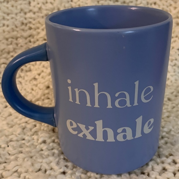 Indigo light blue mug, says Inhale, Exhale. - Picture 2 of 4